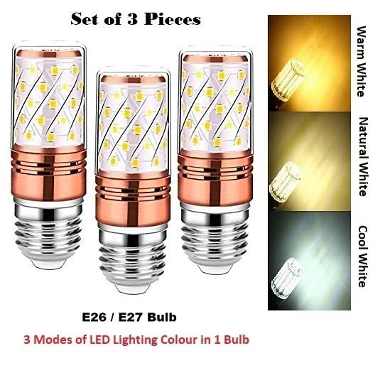Lyse Decor E27 LED Lightning For Hanging Lamp, Wall Lamps And Chandelier (Pack Of 3) (Natural, Warm And Cool White) - Image 3