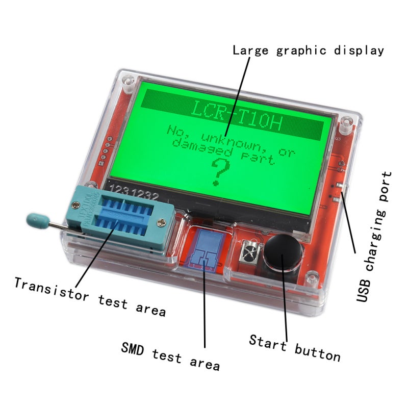 Transistor Tester Dry Battery Version Multi-Function Detection Transistor Meter - Self-Calibration Infrared Decode Capacitance Resistance Tester for Electronic Component Testing - Image 2