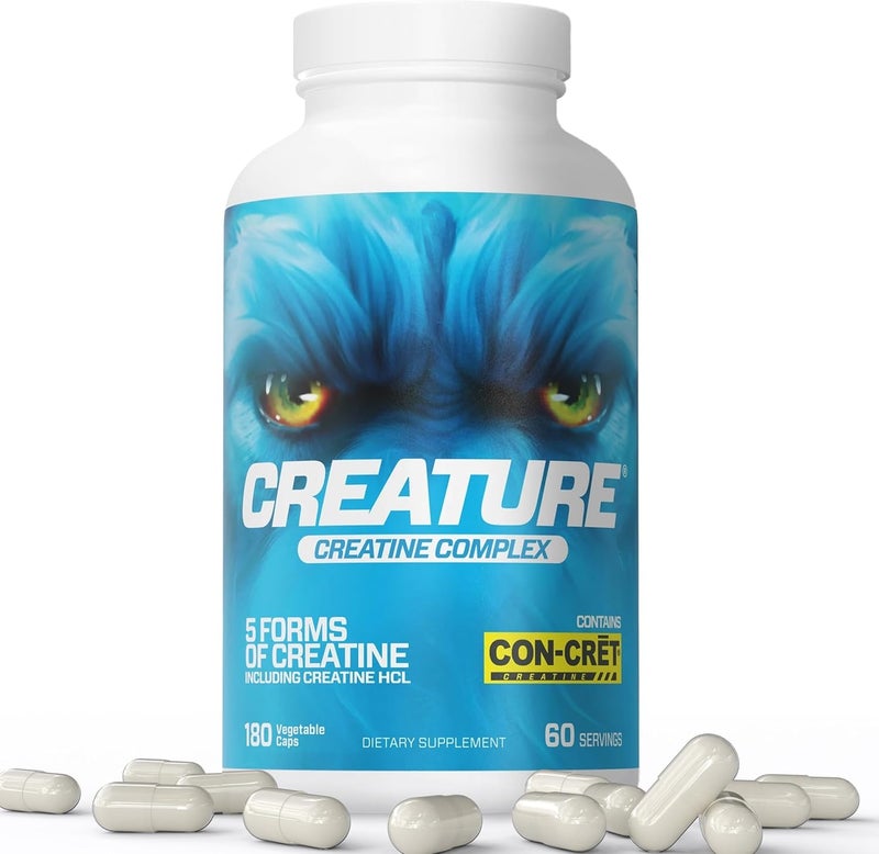 CREATURE Creatine Complex  Creatine Monohydrate Capsules with 5 Types of Creatine Including ConCrt Creatine HCL Promotes Muscle Strength Endurance Brain Health 180 Veggie Caps 60 Servings - Image 1