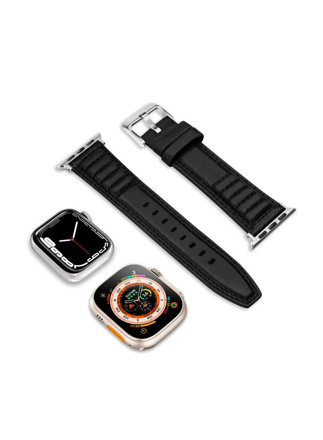 Timberland Timberland Amoskeag Black Leather Unisex Universal Watch Strap 22mm - TDOUS0001610