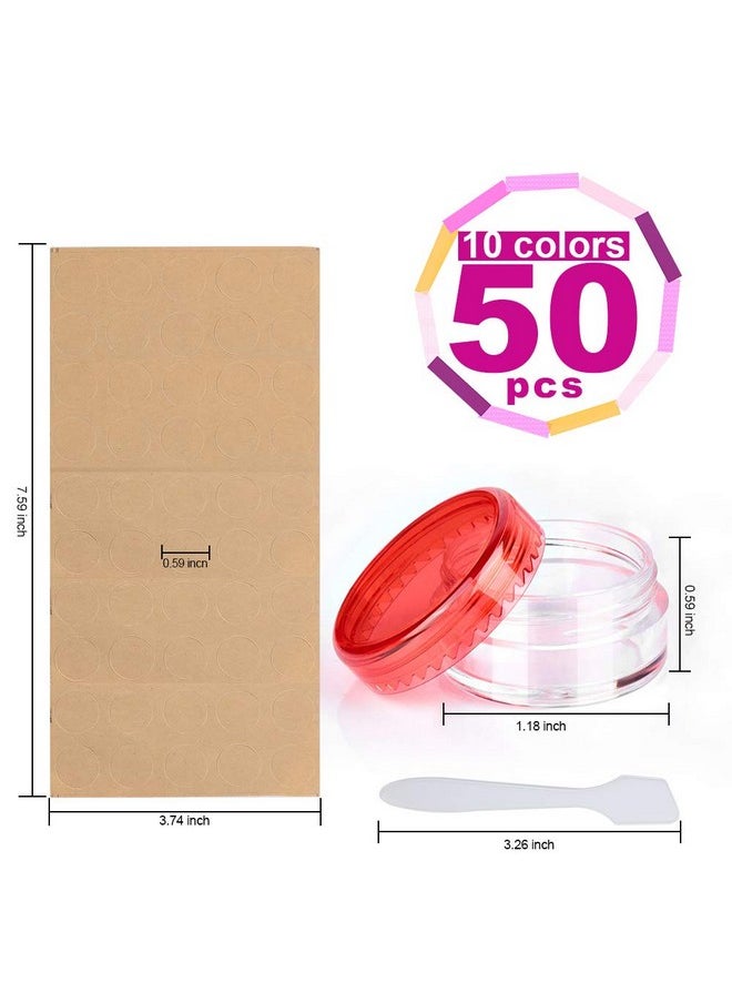 HNYYZL - K Sample Container, Hnyyzl 5G Empty Cosmetic Containers Plastic Travel Pot Jar For Liquid Lotion Cream Sample Make-Up Storage(10 Colors, 5Ml), Come With 10Pcs Mini Spatulas And 50Pcs Labels - Image 1