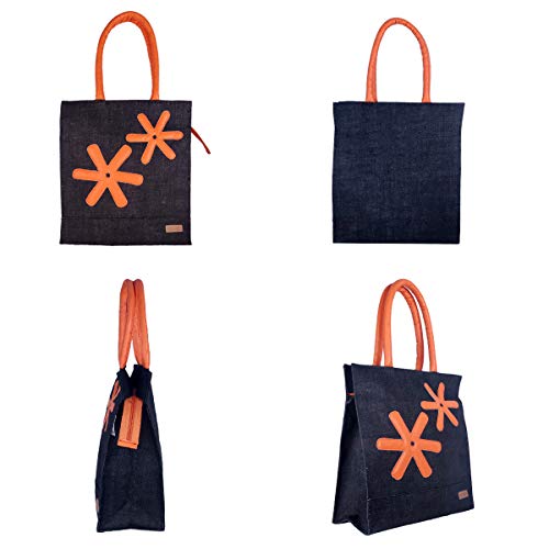 Foonty Exclusive Star Daily Use Jute Lunch Bag(Black,FFFWB6013A) - Image 2