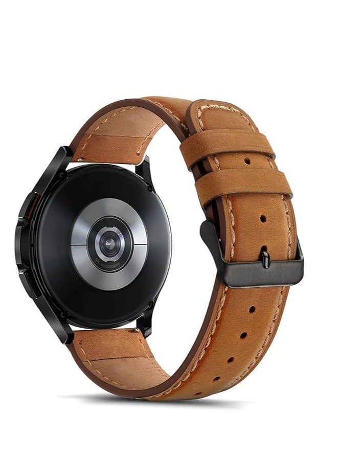 Genuine Leather Strap Compatible with Samsung Galaxy Watch 42/44/45/46mm / Huawei GT2 / Gear S3 Frontier and Classic/Honor Magic 2 / Fossil - 22mm - Image 1