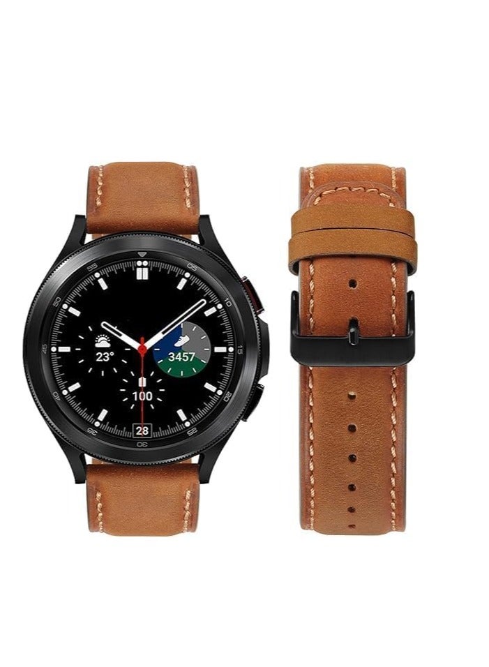 Genuine Leather Strap Compatible with Samsung Galaxy Watch 42/44/45/46mm / Huawei GT2 / Gear S3 Frontier and Classic/Honor Magic 2 / Fossil - 22mm - Image 2