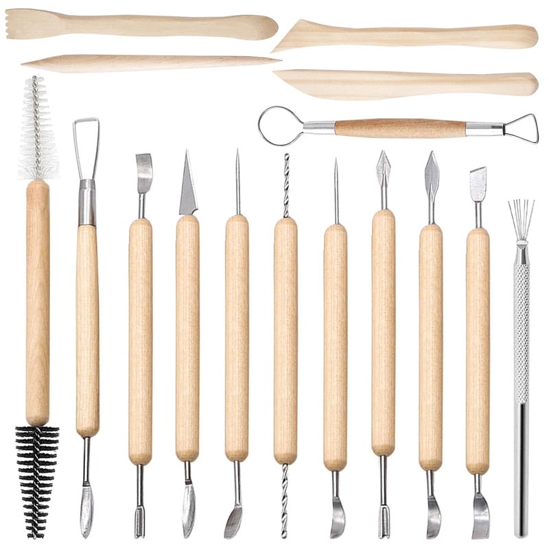 URBAN BOX 16 Pcs Clay Sculpting Tools findTop Pottery Clay Sculpting Tool Set for Sculpture Pottery Texturing Modeling Tools - Image 1
