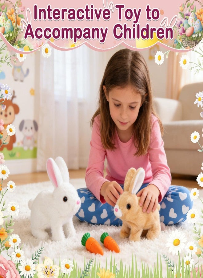 IGUOCY Realistic Bunny Toy, Easter Bunny Plush Toy, Interactive Hopping Rabbit with Carrot, Robot Bunny with Sounds, Wiggling Ears, Twitching Mouth and Nose, Easter Basket Birthday Gift (White) - Image 2