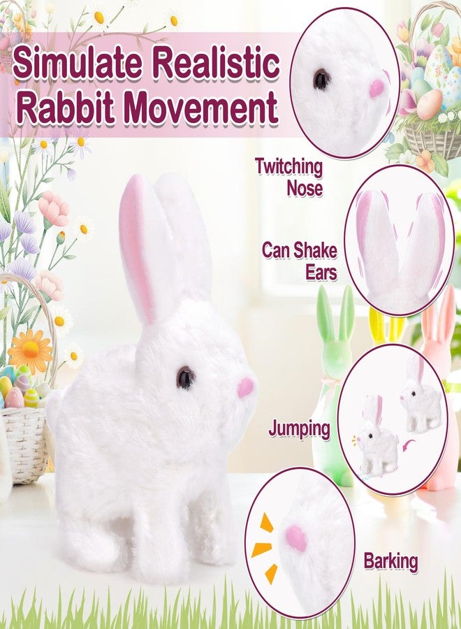 IGUOCY Realistic Bunny Toy, Easter Bunny Plush Toy, Interactive Hopping Rabbit with Carrot, Robot Bunny with Sounds, Wiggling Ears, Twitching Mouth and Nose, Easter Basket Birthday Gift (White) - Image 4