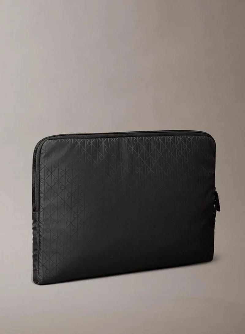 Calvin Klein Black Allover Emblem Logo Jacquard Laptop Sleeve for Men | Best Price UAE