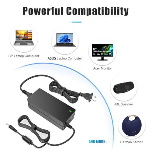Mareisa 19V DC Power Supply 19V 3.42A Power Adapter for 65W 45W Laptop Monitor Speaker Compatible with Asus/Acer/Gateway/Toshiba Laptop for LG/Acer/Asus Monitor Power Cord with 10tips - Image 3