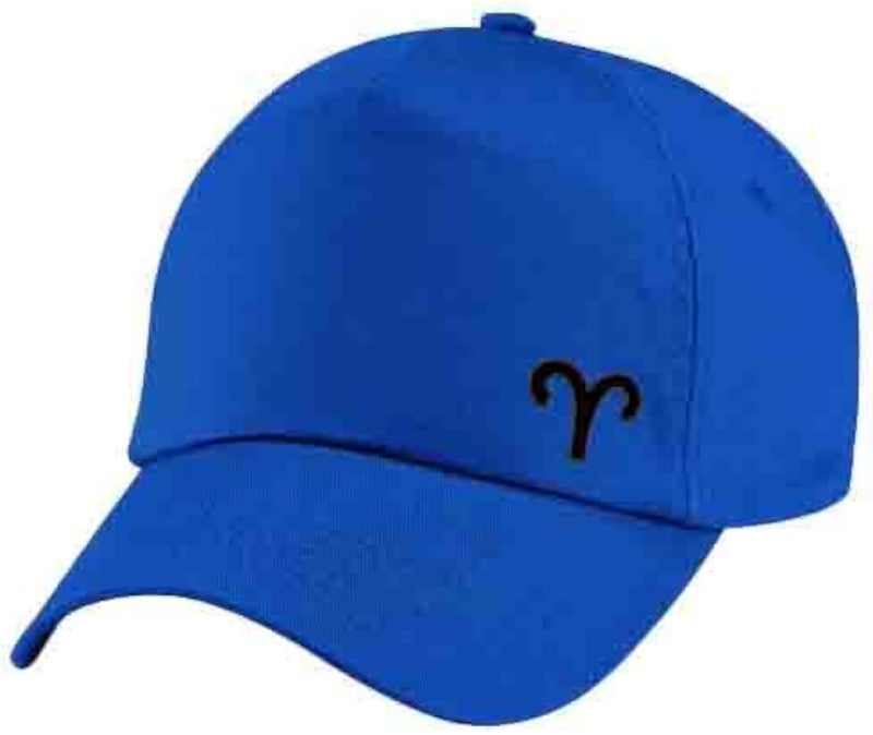 Blue Cap with Aries zodiac Black Color Logo