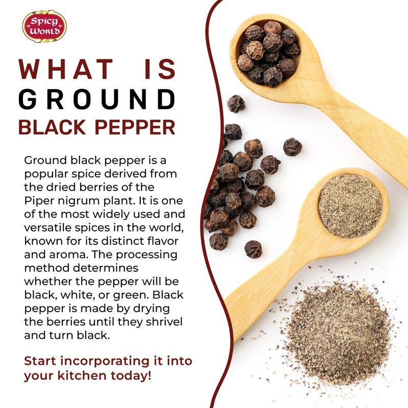 Spicy World Ground Black Pepper Fine Grind Pure 14 Ounce (400g) - by Spicy World - Image 3