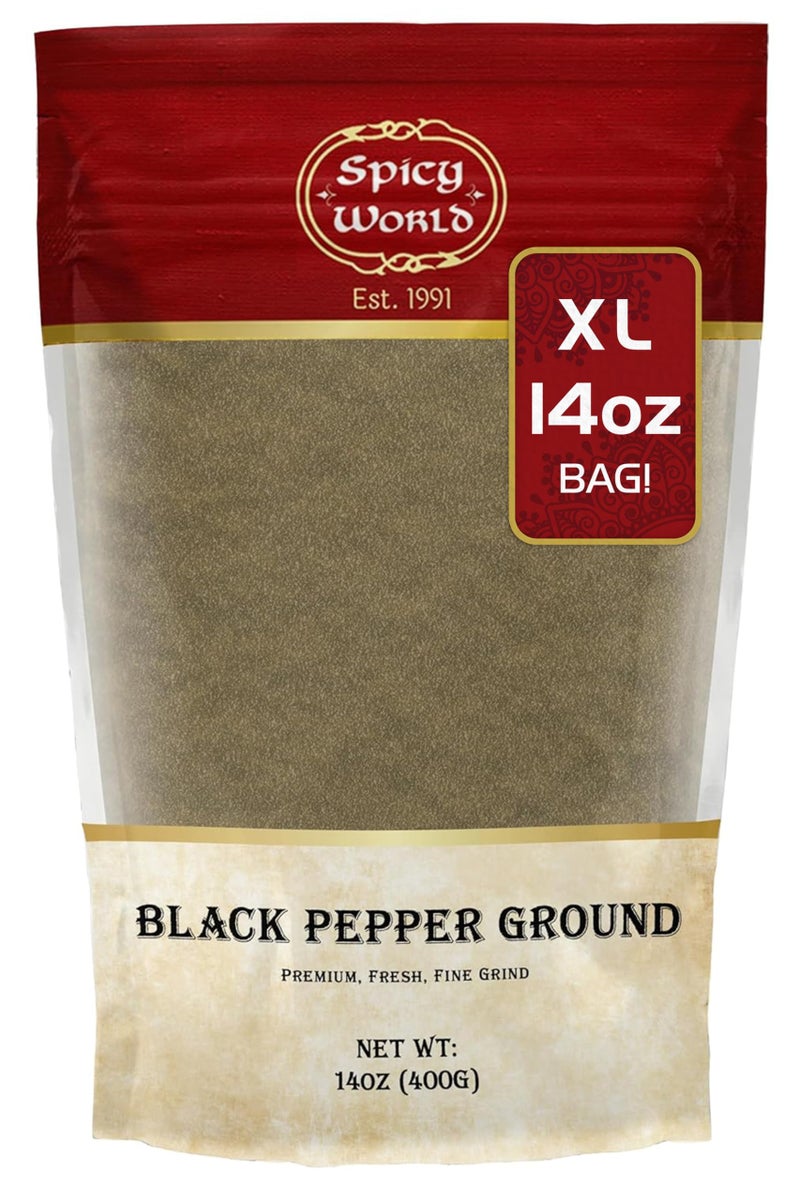 Spicy World Ground Black Pepper Fine Grind Pure 14 Ounce (400g) - by Spicy World - Image 1
