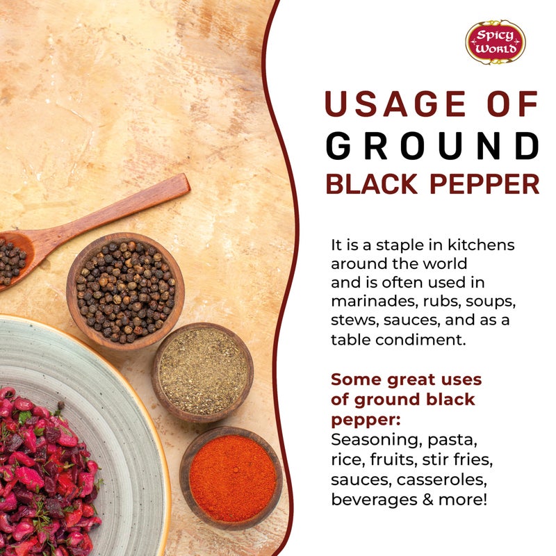 Spicy World Ground Black Pepper Fine Grind Pure 14 Ounce (400g) - by Spicy World - Image 4