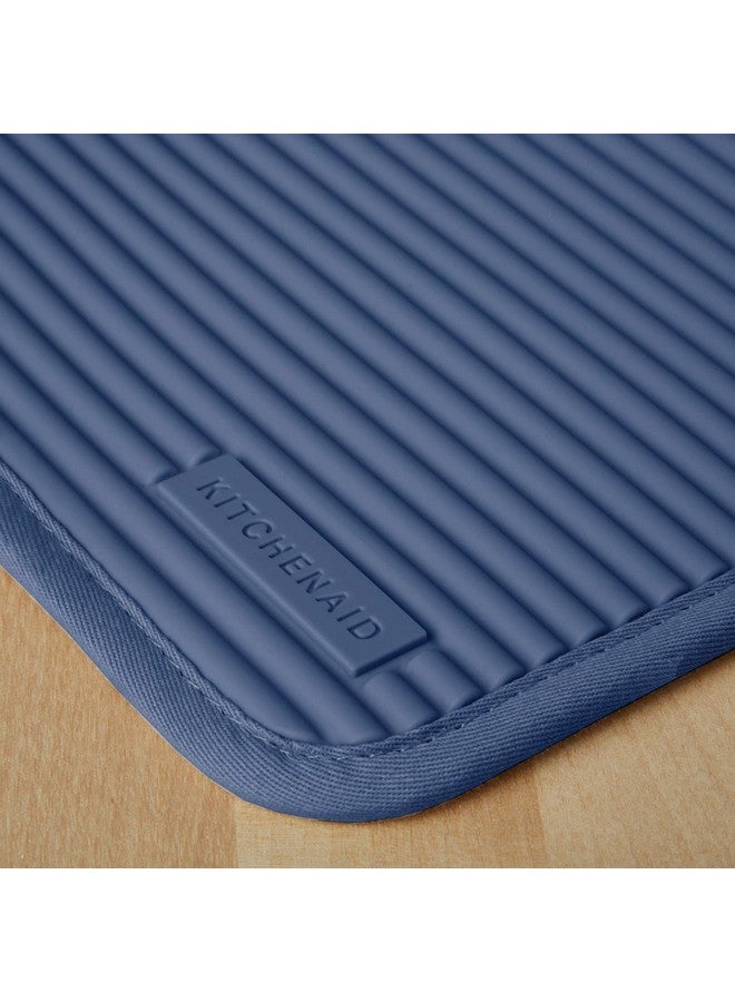 KitchenAid Ribbed Soft Silicone Pot Holder 2-Pack Set, Blue Willow, 7"x9" - Image 3