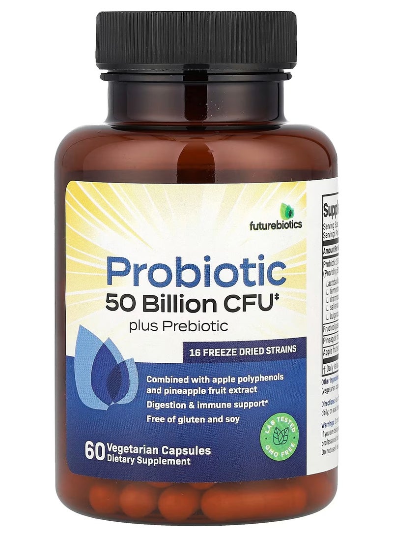 Futurebiotics Probiotic Plus Prebiotic, 50 Billion CFU, 60 Vegetarian Capsules (25 Billion CFU per Capsule) - Image 1