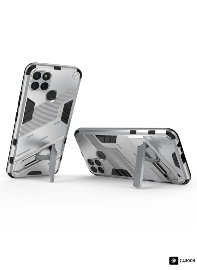 جرين تايجر - جراب Punk Armor 2 في 1 لهاتف OPPO Realme C21Y + جراب هاتف مقاوم للصدمات من مادة TPU (أبيض) - Image 1