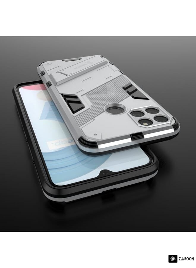 جرين تايجر - جراب Punk Armor 2 في 1 لهاتف OPPO Realme C21Y + جراب هاتف مقاوم للصدمات من مادة TPU (أبيض) - Image 1