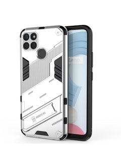 جراب Punk Armor 2 في 1 لهاتف OPPO Realme C21Y + جراب هاتف مقاوم للصدمات من مادة TPU (أبيض)