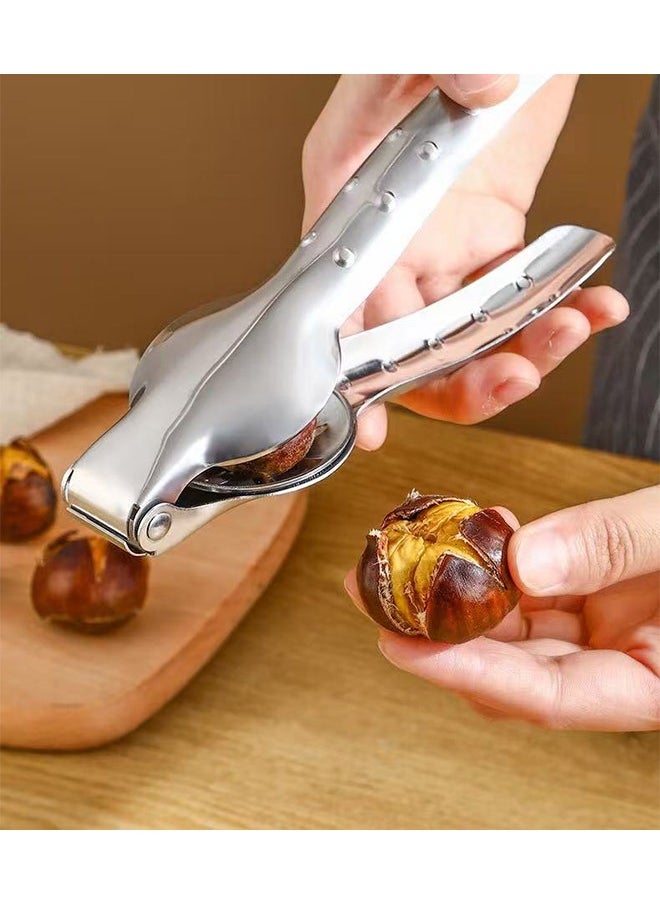 Generic Stainless Steel Chestnut Clip Peeler Nutcracker Cracker Knife Cutter 304 Stainless Steel Kitchen Tools Silver 18x5cm  - Image 1