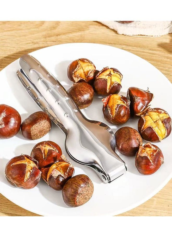 Generic Stainless Steel Chestnut Clip Peeler Nutcracker Cracker Knife Cutter 304 Stainless Steel Kitchen Tools Silver 18x5cm  - Image 3