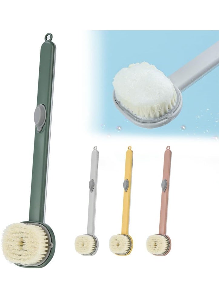 فرشاة تنظيف وتدليك الحمام بمقبض طويل مع موزع صابون وفرشاة للجسم ومنظف خلفي قابل للتخزين وغسيل الجسم وفرشاة حمام وتنظيف فرشاة التدليك - Image 1