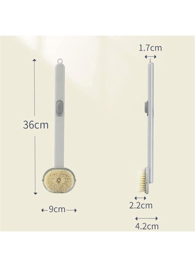 فرشاة تنظيف وتدليك الحمام بمقبض طويل مع موزع صابون وفرشاة للجسم ومنظف خلفي قابل للتخزين وغسيل الجسم وفرشاة حمام وتنظيف فرشاة التدليك - Image 3