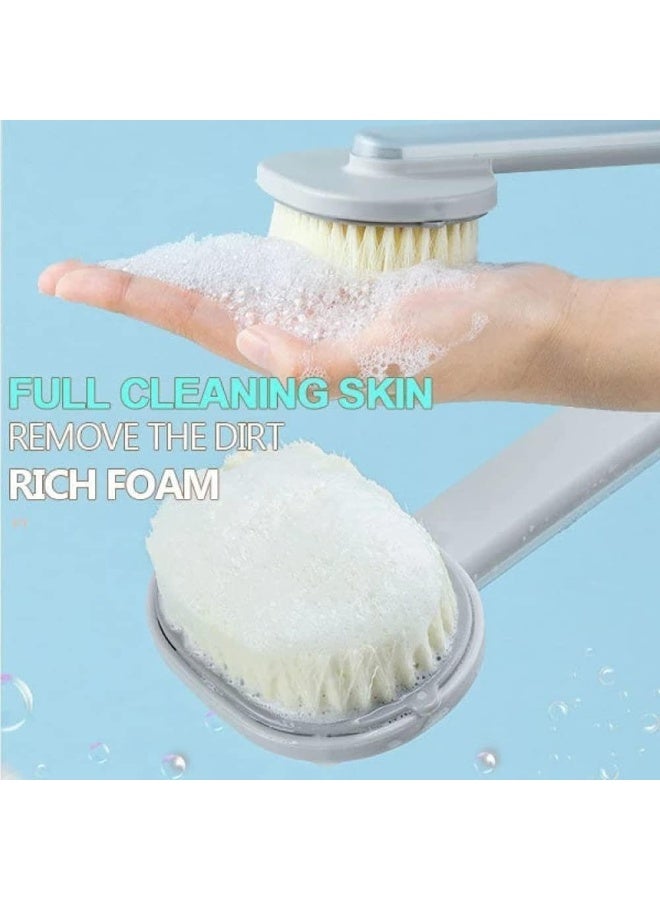 فرشاة تنظيف وتدليك الحمام بمقبض طويل مع موزع صابون وفرشاة للجسم ومنظف خلفي قابل للتخزين وغسيل الجسم وفرشاة حمام وتنظيف فرشاة التدليك - Image 5