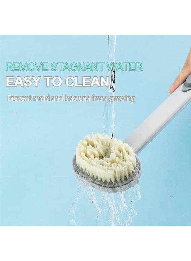 فرشاة تنظيف وتدليك الحمام بمقبض طويل مع موزع صابون وفرشاة للجسم ومنظف خلفي قابل للتخزين وغسيل الجسم وفرشاة حمام وتنظيف فرشاة التدليك - Image 4