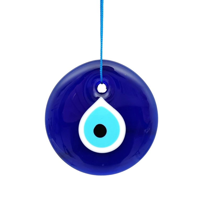 Erbulus 4.3"" Glass Blue Evil Eye Wall Hanging Ornament - Evil Eye Decor - Turkish Handmade Nazar Amulet - Home Protection Charm - Evil Eye Wall Decor Amulet In A Box - Image 1
