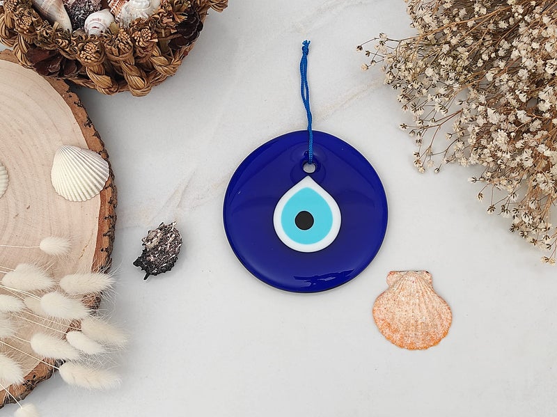 Erbulus 4.3"" Glass Blue Evil Eye Wall Hanging Ornament - Evil Eye Decor - Turkish Handmade Nazar Amulet - Home Protection Charm - Evil Eye Wall Decor Amulet In A Box - Image 5