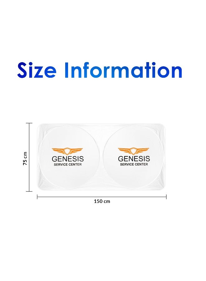 GENESIS Universal Foldable Car Windshield Sun Shade 150 x 75 cm, Front Windshield UV Protection Sunshade, Reflective Heat Shield, Foldable Auto Sun Visor Cover, Interior Heat Blocker, Dashboard Protection for Cars, SUVs and Sedans - Image 3