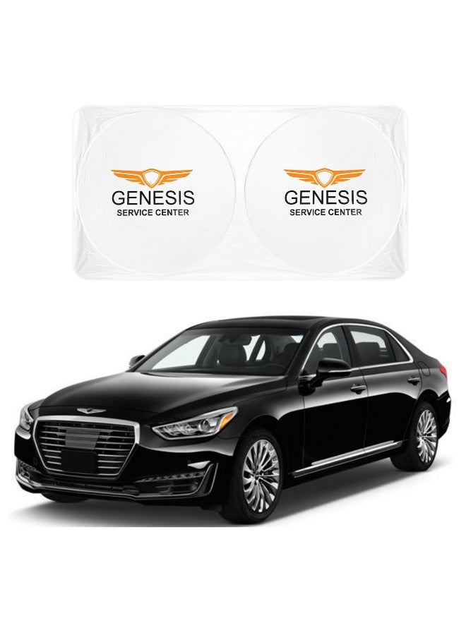 GENESIS Universal Foldable Car Windshield Sun Shade 150 x 75 cm, Front Windshield UV Protection Sunshade, Reflective Heat Shield, Foldable Auto Sun Visor Cover, Interior Heat Blocker, Dashboard Protection for Cars, SUVs and Sedans - Image 1