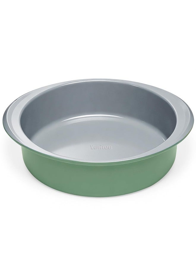 Ymiton 9 Inch Nonstick Round Cake Pan with Handle, Ceramic Coating PFOA PFAS PTFE Free, Aluminized Steel, Oven Safe 550°F, Dishwasher Safe, For Layer Cakes Cheesecakes and Brownies (Pistachio Green) - Image 1