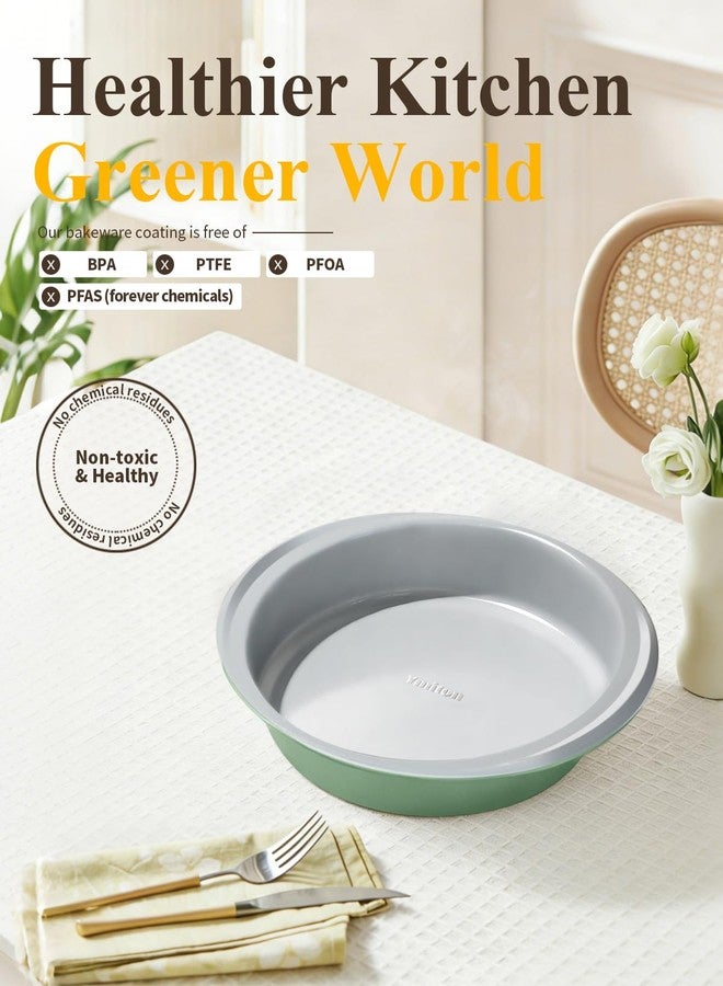 Ymiton 9 Inch Nonstick Round Cake Pan with Handle, Ceramic Coating PFOA PFAS PTFE Free, Aluminized Steel, Oven Safe 550°F, Dishwasher Safe, For Layer Cakes Cheesecakes and Brownies (Pistachio Green) - Image 5