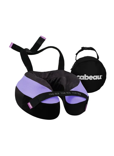 Cabeau The Neck's Evolution S3 Memory Foam Pillow | Chin & Neck Support, Keeps Mouth Closed, No Head Tilt, Comfiest, AirFlow Design & Seat Strap System, for Travel & Home, Washable Cover - Lavender