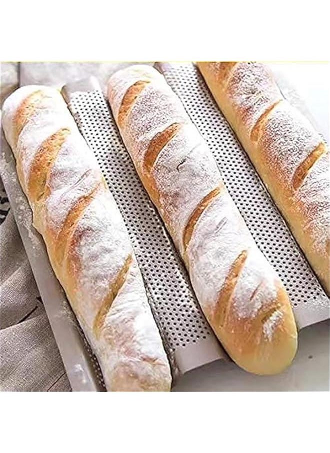 HOOKOR Nonstick Baguette Pans for French Bread Baking, PerforatedBaguettes Bakery Tray Perforated Bread Tray Baguette Baking Tray Bake Mold Toast Cooking Oven Toaster Pan (3 Wave)  - Image 2