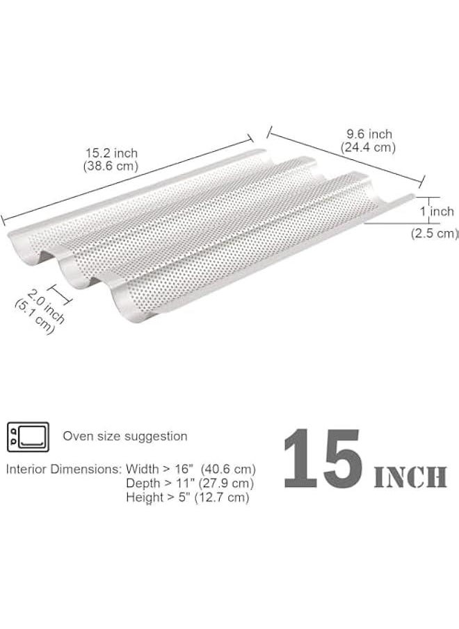 HOOKOR Nonstick Baguette Pans for French Bread Baking, PerforatedBaguettes Bakery Tray Perforated Bread Tray Baguette Baking Tray Bake Mold Toast Cooking Oven Toaster Pan (3 Wave)  - Image 4
