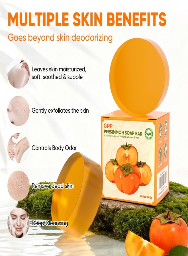 gpp 2 PCS Natural Persimmon Soap Bar for Body Odor Control, Organic Body Wash Soap for Old People Smell, Deodorant Soap for Skin Cleansing, Gentle on All Skin Types, Persimmon Body Wash for Men & Women - Image 3