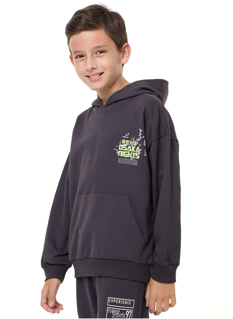 victor and jane Boys' Hoodie (8-14yrs) Dark Grey