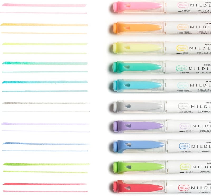Zebra Pen Mildliner Double Ended Brush and Fine Tip Pen, Assorted Colors, 10-Count, Model Number: 79101 - Image 3
