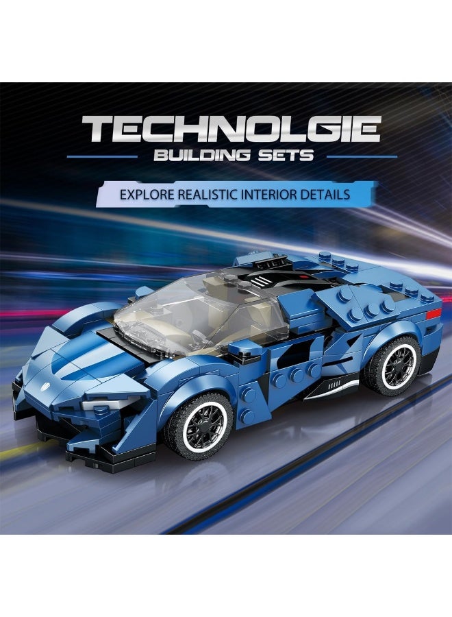 Loquat Sports Car Building Toy Set Technique and Engineering Construction Toy Speed Champion Race Car Agera Blue - Image 2