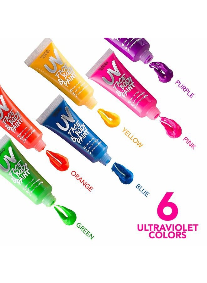 Splashes & Spills UV Face and Body Paint 10ml - 6 Pack - Neon Glow in the Dark Body Paint for Adults - Non Toxic, Vivid UV Reactive Makeup for Blacklight Parties & Events, Moisturizing Formula, by Splashes & Spills - Image 4
