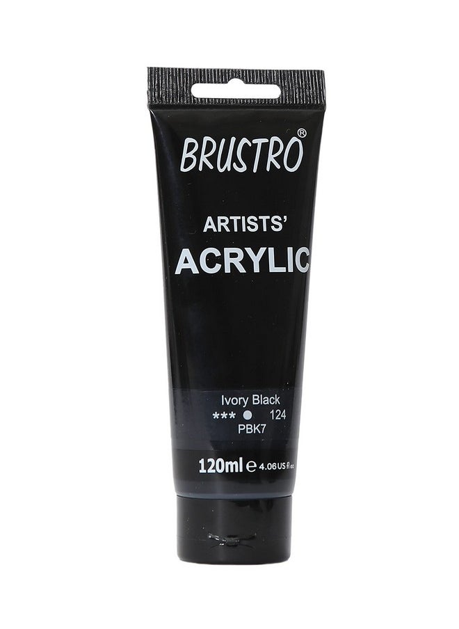 BRUSTRO BRUSTRO Artists Acrylic Paint 120ml Ivory Black | Ideal for Paper, Canvas, Water-based Colours, Non-toxic, Inter-mixable Colors, Crafters, Fine Art Students and Professionals  - Image 1