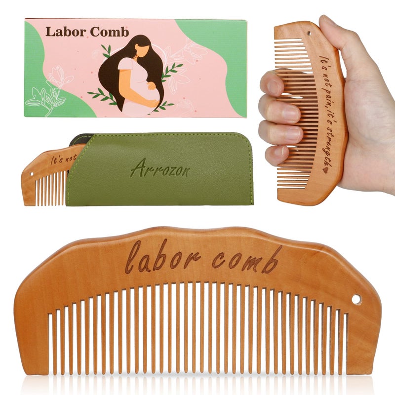 Arrozon Birth Comb for Women Labor, Hospital Bag Must Haves for Pregnant Mom, Wooden Labor comb Natural Labor and Delivery Essentials, New Mom Gifts Birthing Comb - Image 1