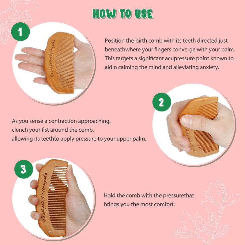 Arrozon Birth Comb for Women Labor, Hospital Bag Must Haves for Pregnant Mom, Wooden Labor comb Natural Labor and Delivery Essentials, New Mom Gifts Birthing Comb - Image 5