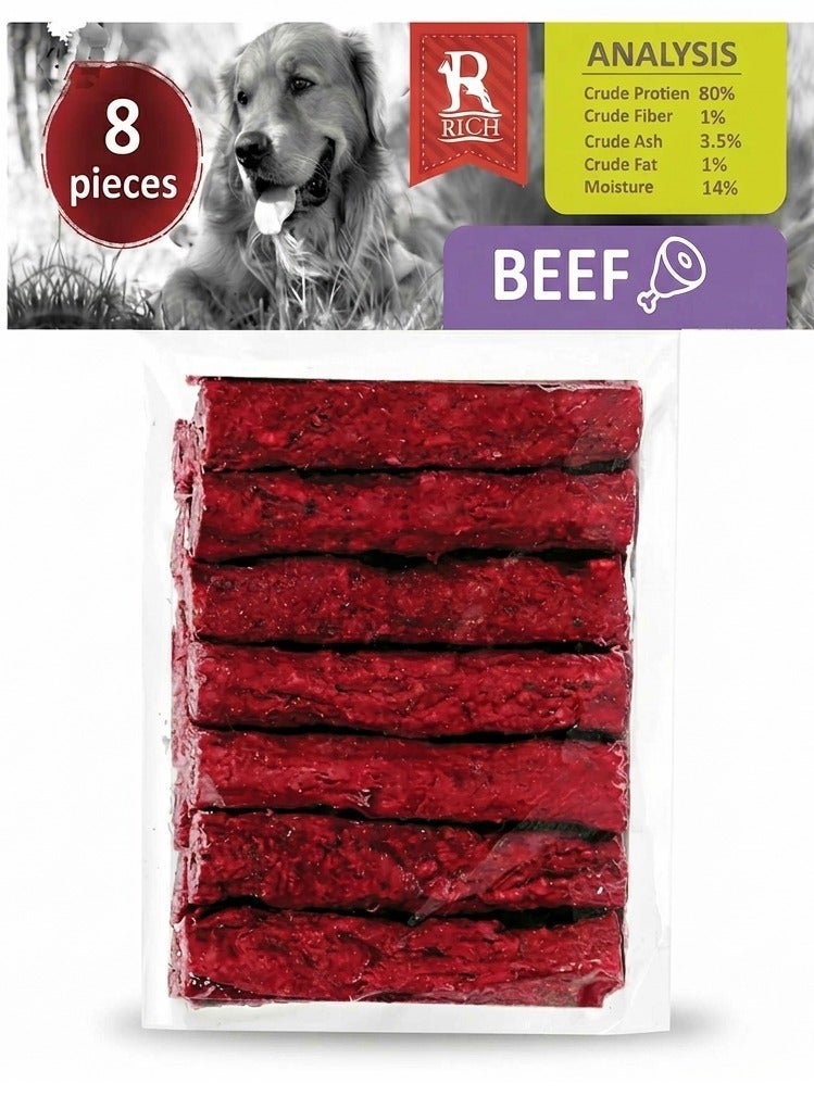 RICH Dog Treats - Natural High Protein Beef Sticks (80 Percent Protein) - Pack of 8 Pieces - Image 1