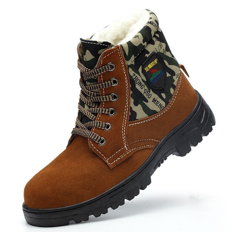 Winter Safety Shoes Men's High Top Thick Warm Steel Toe Anti-smash Anti-puncture Work Boots - Image 5