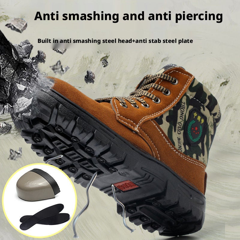 Winter Safety Shoes Men's High Top Thick Warm Steel Toe Anti-smash Anti-puncture Work Boots - Image 4