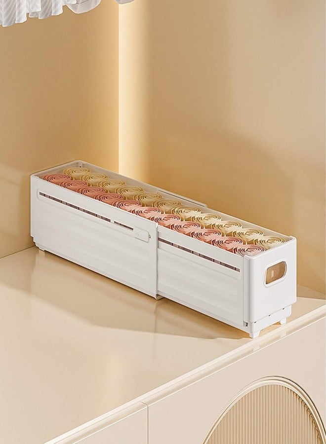 ARUP Set Of 3 Stackable Foldable Slider Storage Box | Multipurpose Adjustable storage organizer for Home & Kitchen Accessories | White - Image 1