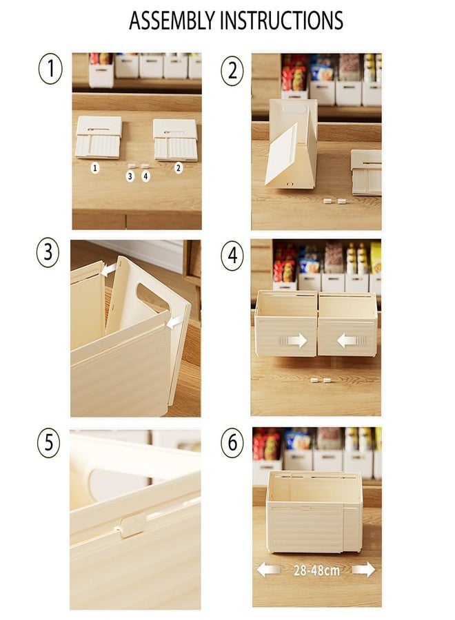 ARUP Set Of 3 Stackable Foldable Slider Storage Box | Multipurpose Adjustable storage organizer for Home & Kitchen Accessories | White - Image 3